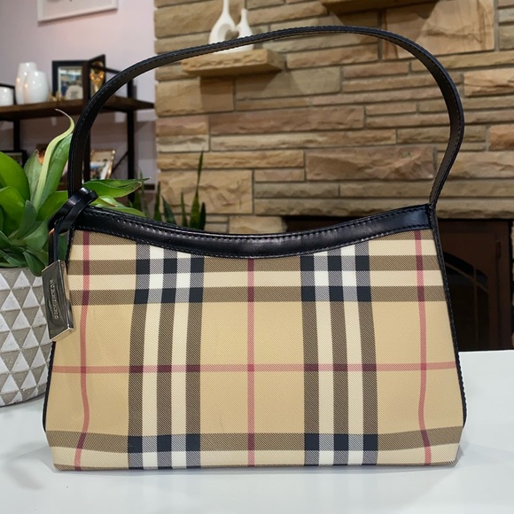 ❤️ authentic Burberry Tan and Black Shoulder Bag with Classic Plaid Design - Picture 3 of 15